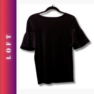 Loft Dark ultra soft velvet top ruffle sleeves classy light simple